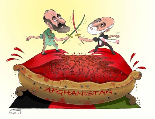 Cartoon: Destructive swordsmen! (medium) by Shahid Atiq tagged afghanistan