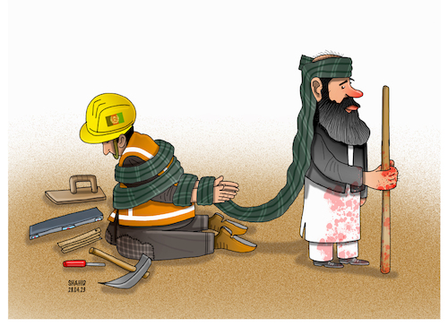 Cartoon: First of May in Afghanistan! (medium) by Shahid Atiq tagged afghanistan