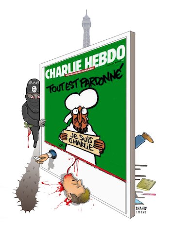 Cartoon: French teacher ! (medium) by Shahid Atiq tagged charlie,hebdo,france