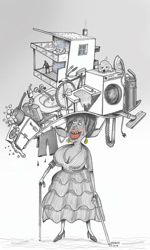Cartoon: House Wife (medium) by Shahid Atiq tagged 0143