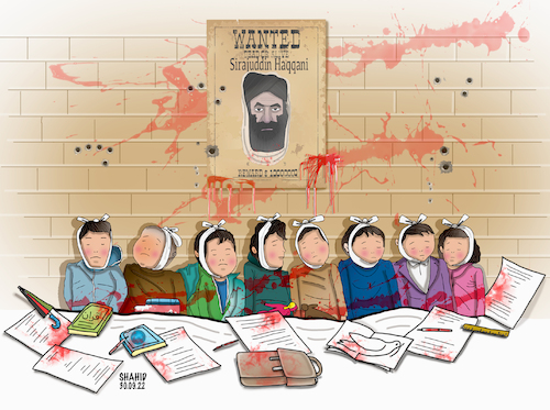 Cartoon: Kabul kid school terror attack! (medium) by Shahid Atiq tagged afghanistan