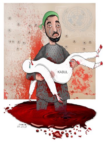 Cartoon: Kabul terror attack! (medium) by Shahid Atiq tagged afghanistan