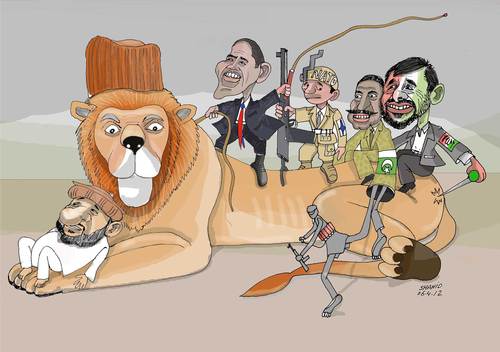 Cartoon: Karzai allies (medium) by Shahid Atiq tagged karzai,allies