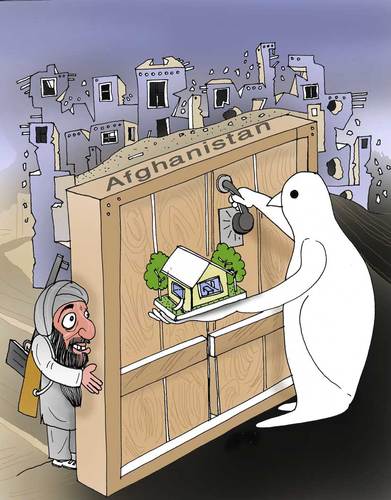 Cartoon: Good luck for Afghanistan (medium) by Shahid Atiq tagged 0110