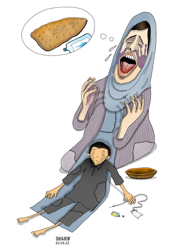 Cartoon: Poverty under Taliban regime ! (medium) by Shahid Atiq tagged afghanistan