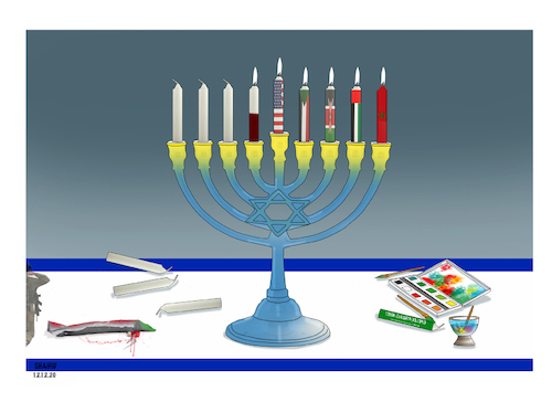 Cartoon: Relations Normalising ! (medium) by Shahid Atiq tagged israel