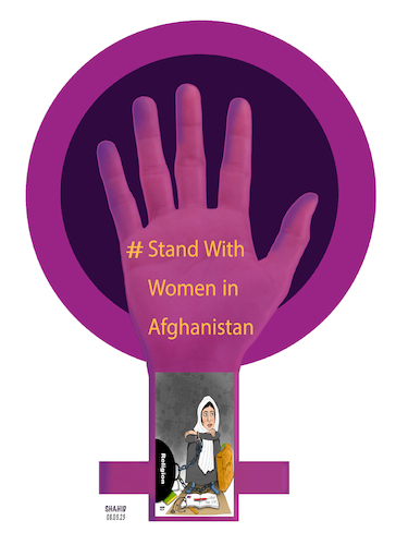 Cartoon: Stand with the Afghan Women! (medium) by Shahid Atiq tagged afghanistan