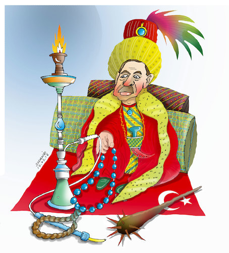Cartoon: Sultan Erdogan ! (medium) by Shahid Atiq tagged trukey