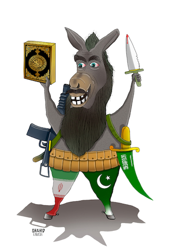 Cartoon: Taliban bring extremism Isla... (medium) by Shahid Atiq tagged afghanistan