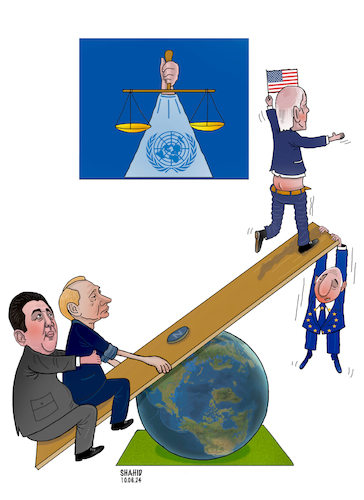 Cartoon: The End of Unipolar World! (medium) by Shahid Atiq tagged world
