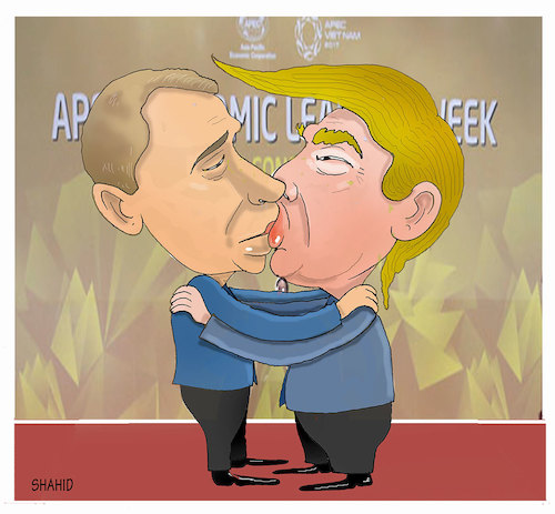 Cartoon: Trump meets Putin ! (medium) by Shahid Atiq tagged vietnam