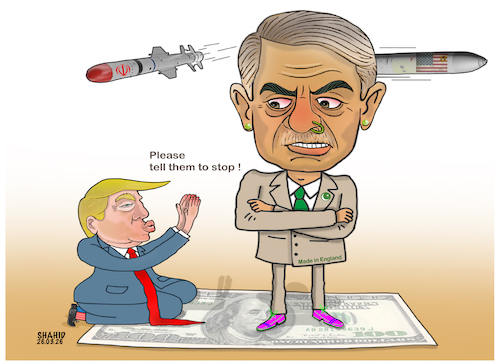 Cartoon: Trump seeks help! (medium) by Shahid Atiq tagged pakistan