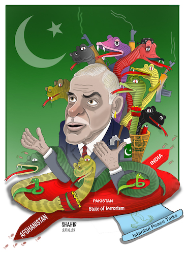 Cartoon: Venomous snakes ! (medium) by Shahid Atiq tagged pakistan