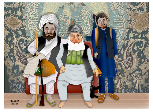 Cartoon: Warlord and Taliban terrorist! (medium) by Shahid Atiq tagged afghanistan