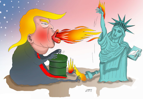Cartoon: Will he Make America Great or bu (medium) by Shahid Atiq tagged trump,afghanistan,safi,shahid,bahar,ieba,rayian,isi,pakistan,kabul