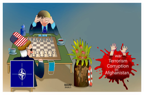 Cartoon: World indifference in AFG. (medium) by Shahid Atiq tagged afghanistan