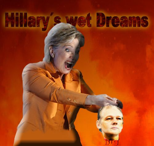 Cartoon: Hillary s feuchter Traum (medium) by heschmand tagged politik,america,hillary,wikileaks