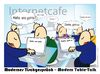Cartoon: Modernes Tischgespräch (small) by heschmand tagged internetcafe,computer,user