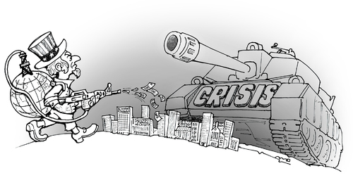 Cartoon: Brave Uncle Sam (medium) by gonopolsky tagged money,usa,crisis
