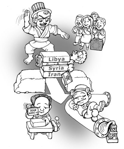 Cartoon: karate (medium) by gonopolsky tagged usa,israel,russia,chine,europe