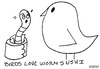 Cartoon: Gross But Cute (small) by Deborah Leigh tagged grossbutcute,cute,worm,bird,sushi,deborahleigh,bw,doodle,drawing
