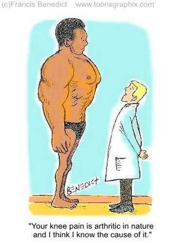 Cartoon: doctor and patient (medium) by efbee1000 tagged medical,doctor,legpain,athritis,clinical,pain,patient