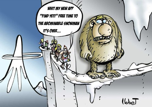 Cartoon: Find Yeti APP (medium) by llobet tagged app,snowman,abominable,yak,yety,yeti