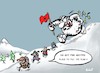 Cartoon: Yeti Summit (small) by llobet tagged yeti jeti yety yak abominable cumbre summit snowman flag meeting cima