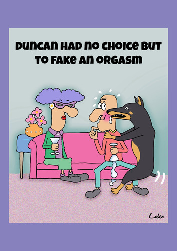 Cartoon: Doberman Lover cartoon (medium) by The Nuttaz tagged dogs,doberman,date,orgasm,embarrassing,pets,lounge,funny,humor