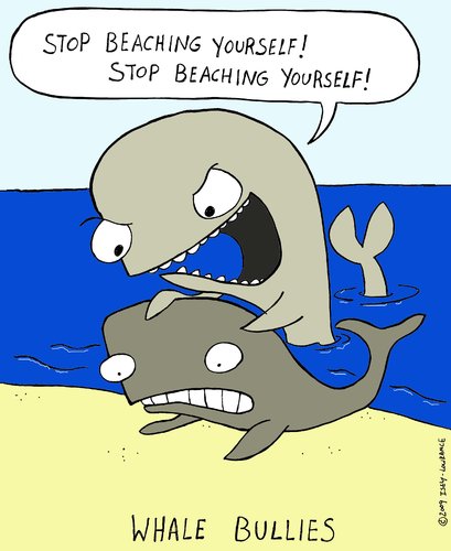 Cartoon: whale bullies color version (medium) by sardonic salad tagged whale,bullies,beached,sardonicsalad