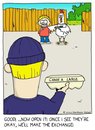 Cartoon: hostage exchange (small) by sardonic salad tagged hostage,chicken,exchange,cartoon,egg,comic,humor