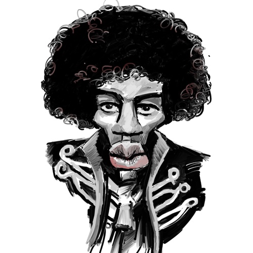Cartoon: Jimi Hendrix (medium) by Fredjoo tagged jimi,hendrix,rock,blues,caricature