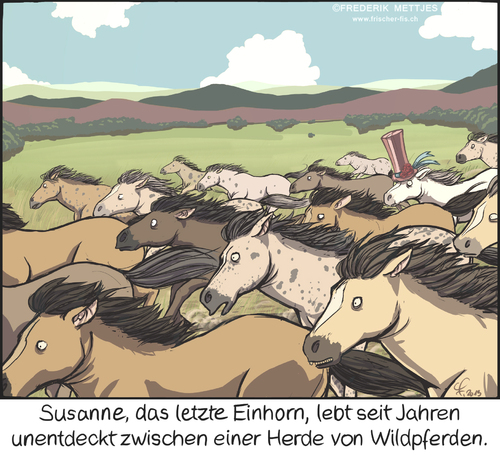 Cartoon: Das Letzte seiner Art (medium) by Zapp313 tagged einhorn,pferde,pferd,wildpferd,fabeltier,märchen,sage,herde