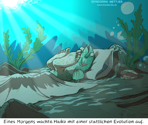 Cartoon: Pubertät (medium) by Zapp313 tagged evolution,pubertät,fisch,fuß,wasser,meer