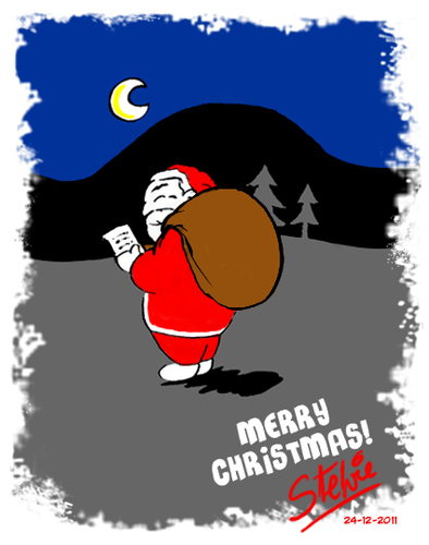 Cartoon: MERRY CHRISTMAS EVERYONE! (medium) by stewie tagged nice,list,wood,night,claus,santa,christmas,merry