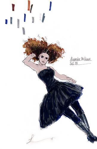 Cartoon: Alexander McQueen Fall 08 (medium) by lavi tagged fashion,illustration,alexander,mcqueen