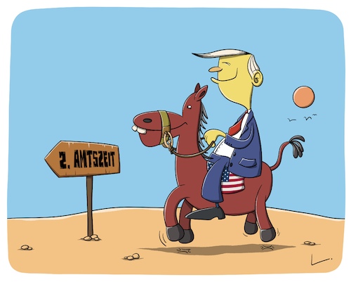 Cartoon: Amtszeit (medium) by SCHÖN BLÖD tagged donald,trump,präsident,usa,wahlen,pferd,amtszeit,reiten,donald,trump,präsident,usa,wahlen,pferd,amtszeit,reiten