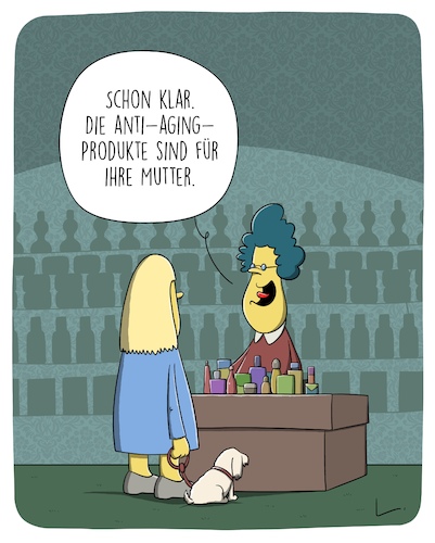 Cartoon: Anti-Aging (medium) by SCHÖN BLÖD tagged cartoonalarm,jung,lüge,mutter,kosmetik,einkaufen,schönheit,anti,aging,cartoonalarm,jung,lüge,mutter,kosmetik,einkaufen,schönheit,anti,aging