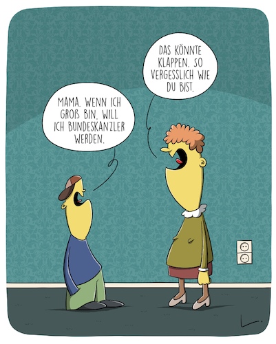 Cartoon: Berufswunsch (medium) by SCHÖN BLÖD tagged bundeskanzler,berufswunsch,sohn,kind,vergesslich,bundeskanzler,berufswunsch,sohn,kind,vergesslich