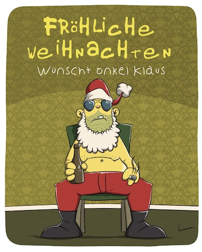 Cartoon: Fröhliche Weihnachten (medium) by SCHÖN BLÖD tagged thomas,luft,cartoonalarm,klaus,santa,claus,weihnachtsmann,bier,flasche,sonnenbrille,weihnachten,thomas,luft,cartoonalarm,klaus,santa,claus,weihnachtsmann,bier,flasche,sonnenbrille,weihnachten