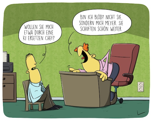 Cartoon: Job weg (medium) by SCHÖN BLÖD tagged thomas,luft,cartoon,job,beruf,arbeit,ki,künstliche,intelligenz,chef,boss,vorgesetzter,arbeitnehmer,thomas,luft,cartoon,job,beruf,arbeit,ki,künstliche,intelligenz,chef,boss,vorgesetzter,arbeitnehmer