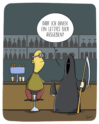 Cartoon: Letztes Bier (medium) by SCHÖN BLÖD tagged tod,bier,bar,kneipe,trinken,tod,bier,bar,kneipe,trinken