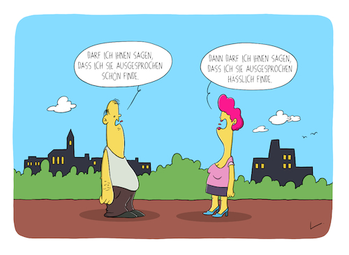 Cartoon: Schön und hässlich (medium) by SCHÖN BLÖD tagged thomas,luft,cartoon,lustig,schön,hässlich,ehrlichkeit,mann,frau,thomas,luft,cartoon,lustig,schön,hässlich,ehrlichkeit,mann,frau