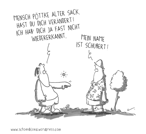 Cartoon: Voll daneben (medium) by SCHÖN BLÖD tagged schön,blöd,schoen,bloed,thomas,luft,cartoon,humor,comic,spaß,lustig,freude,lachen,comedy,lacher,brüller,zeichnung,sprechblase,karikatur,mann,männer,verändert,gleich,missverständnis,baum,hawaiihemd