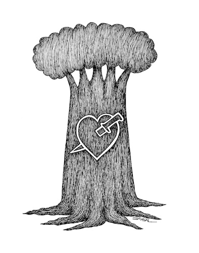 Cartoon: Violence against Women... (medium) by ercan baysal tagged heart,tree,knife,women,men,love,line,picture,violence