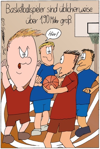 Cartoon: Basketball (medium) by chaosartwork tagged basketball,spieler,groß,meter,hoch,körper,kopf,größe,höhe,sport