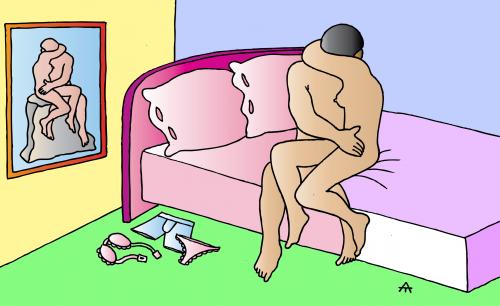 Cartoon: Art And Life (medium) by Alexei Talimonov tagged art,life,love,bed