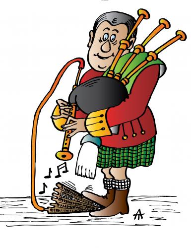Cartoon: Bagpipe Music (medium) by Alexei Talimonov tagged bagpipe,music