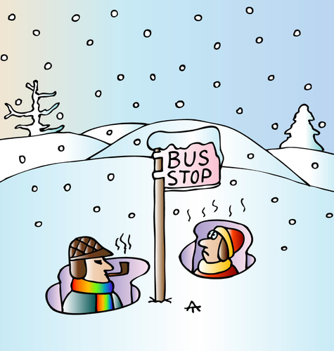 Cartoon: Bus Stop (medium) by Alexei Talimonov tagged snow,winter,weather