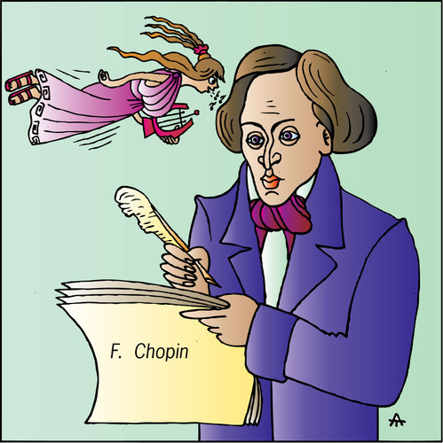 Cartoon: Chopin (medium) by Alexei Talimonov tagged chopin,music